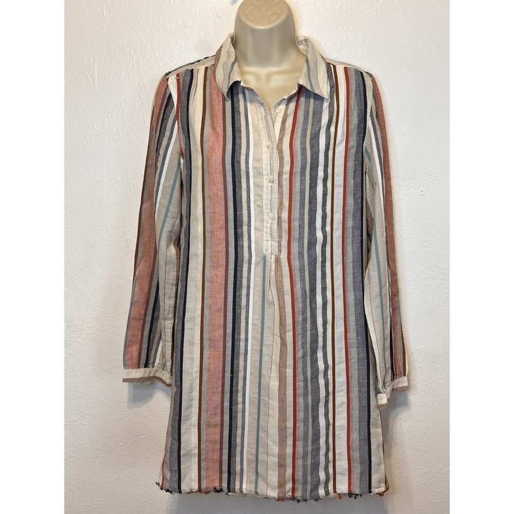 LILLA P Dress Size Medium cotton blend stripe shirt dress Coastal Core‎